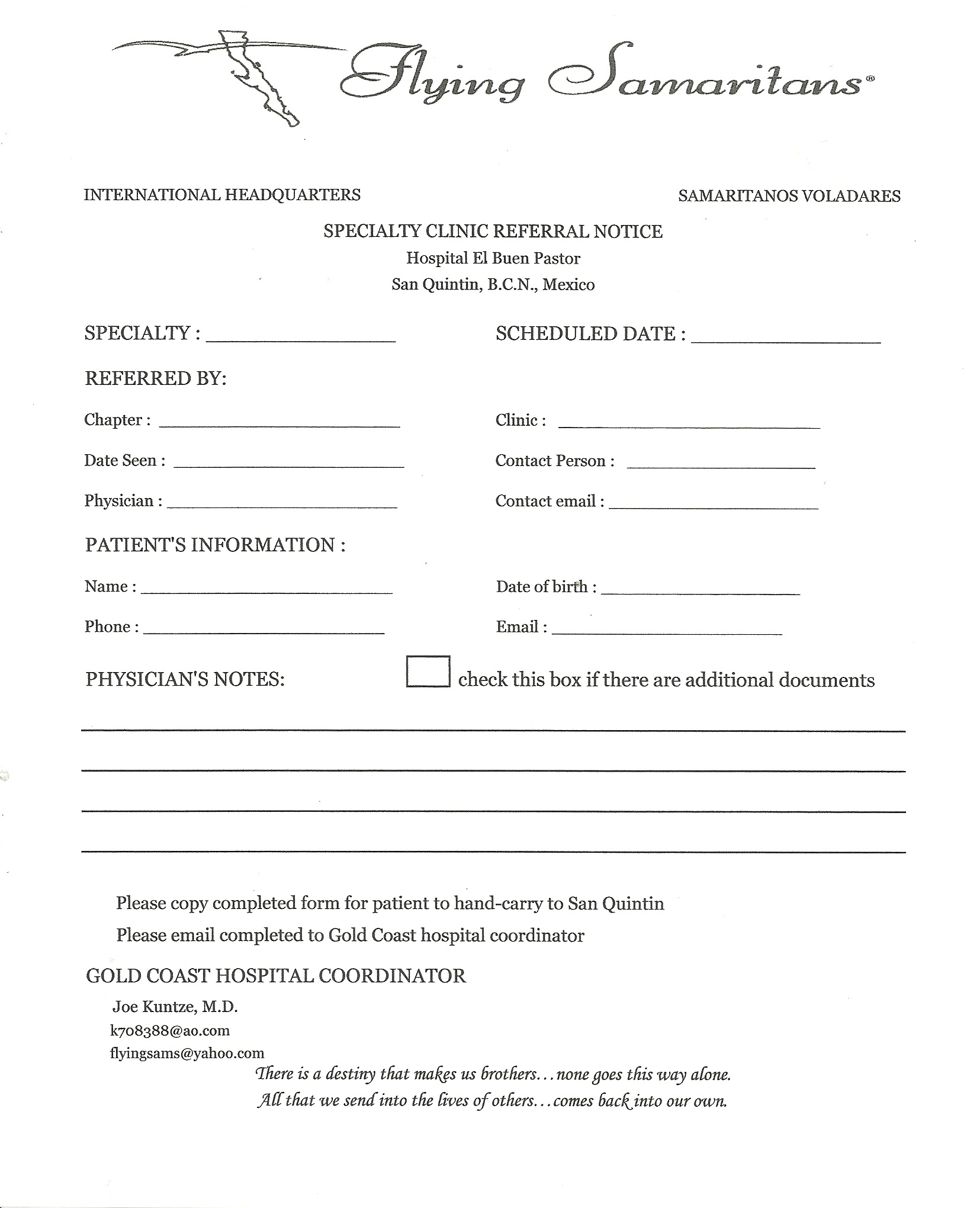 Specialty Clinic Referral Form 3353